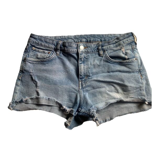 & Denim Jean Shorts Cut Off Women's SZ 10 Hippie Festival Country Concert - Picture 1 of 4